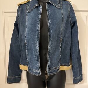 Vintage Moschino Blue Denim Jacket with Tan Details